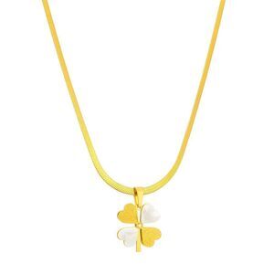 18K Gold Plated Women's Two Tone Clover Pendant Necklace Waterproof Jewelry